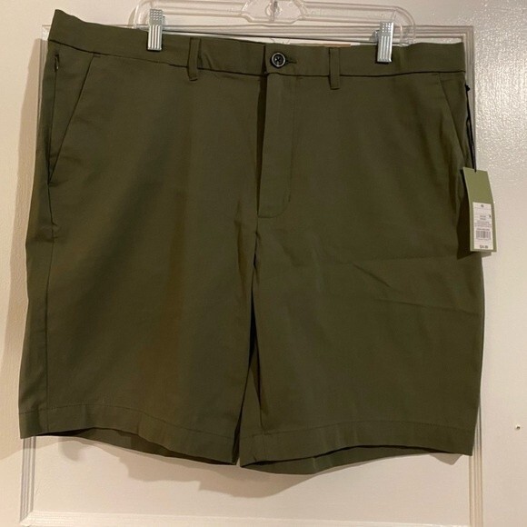 NWT GoodFellow Men’s Army Green Bermuda Tech Shorts - Picture 1 of 11